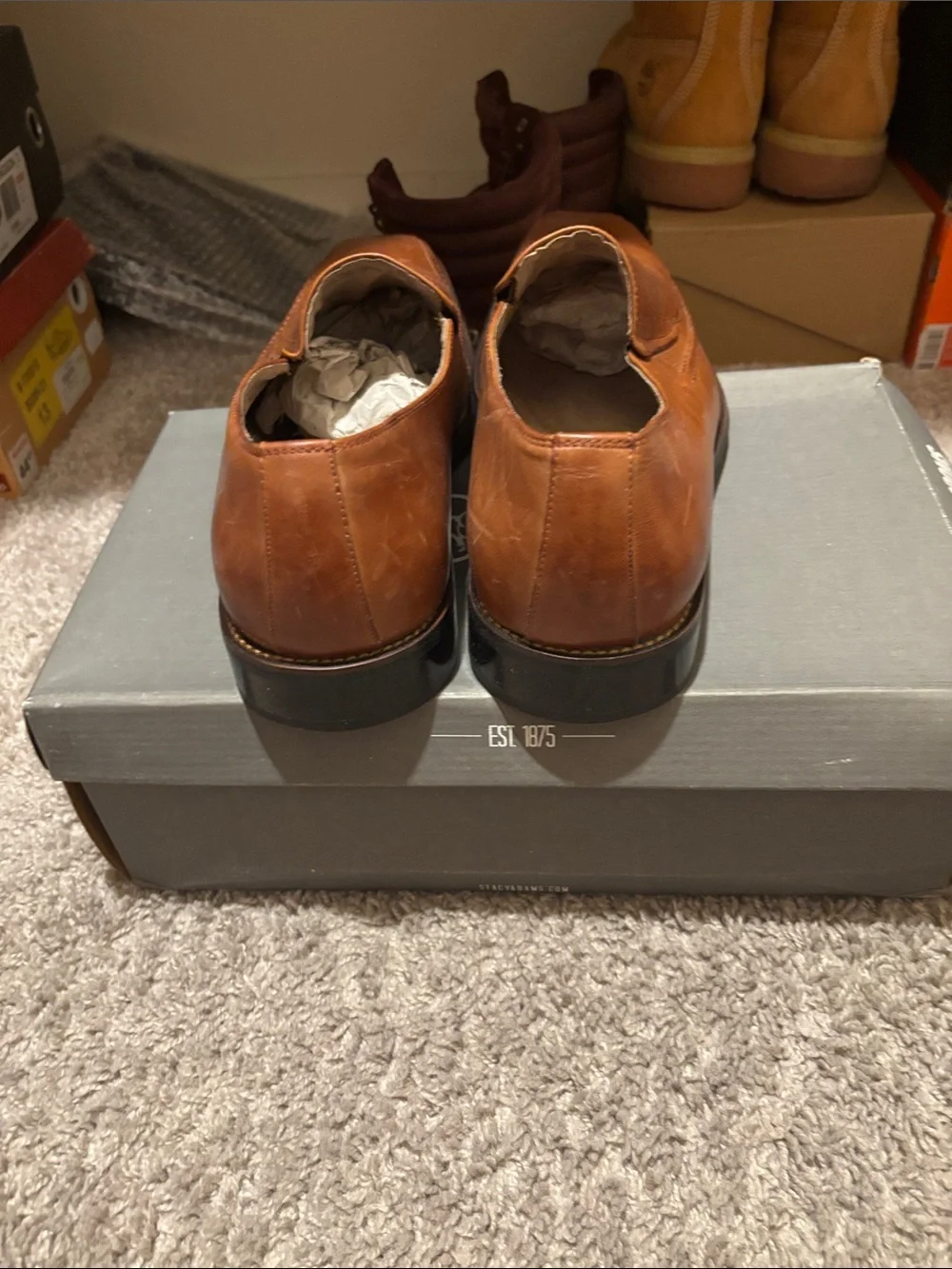 Stacy Adams Tan Leather Slip-On Loafers